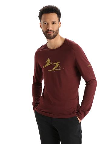 Espresso Icebreaker Merino 200 Oasis Long Sleeve Crewe Last Run Men's Base Layers | AU 1339EBCX